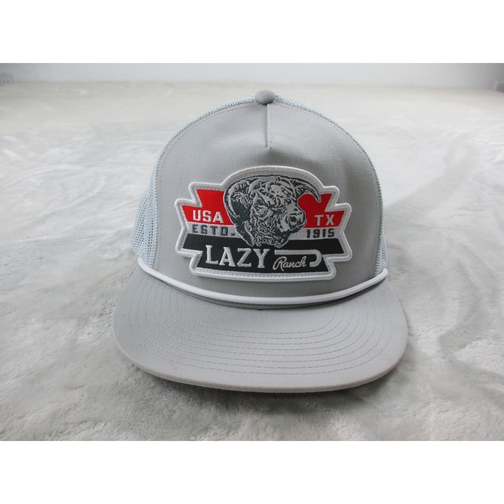 Lazy Ranch Wear Hat Cap Mens OSFA Gray Rope Trucker Snapback Mesh Back*